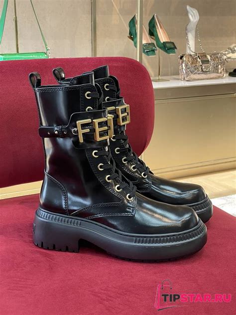 all black fendi boots|fendigraphy black leather biker boots.